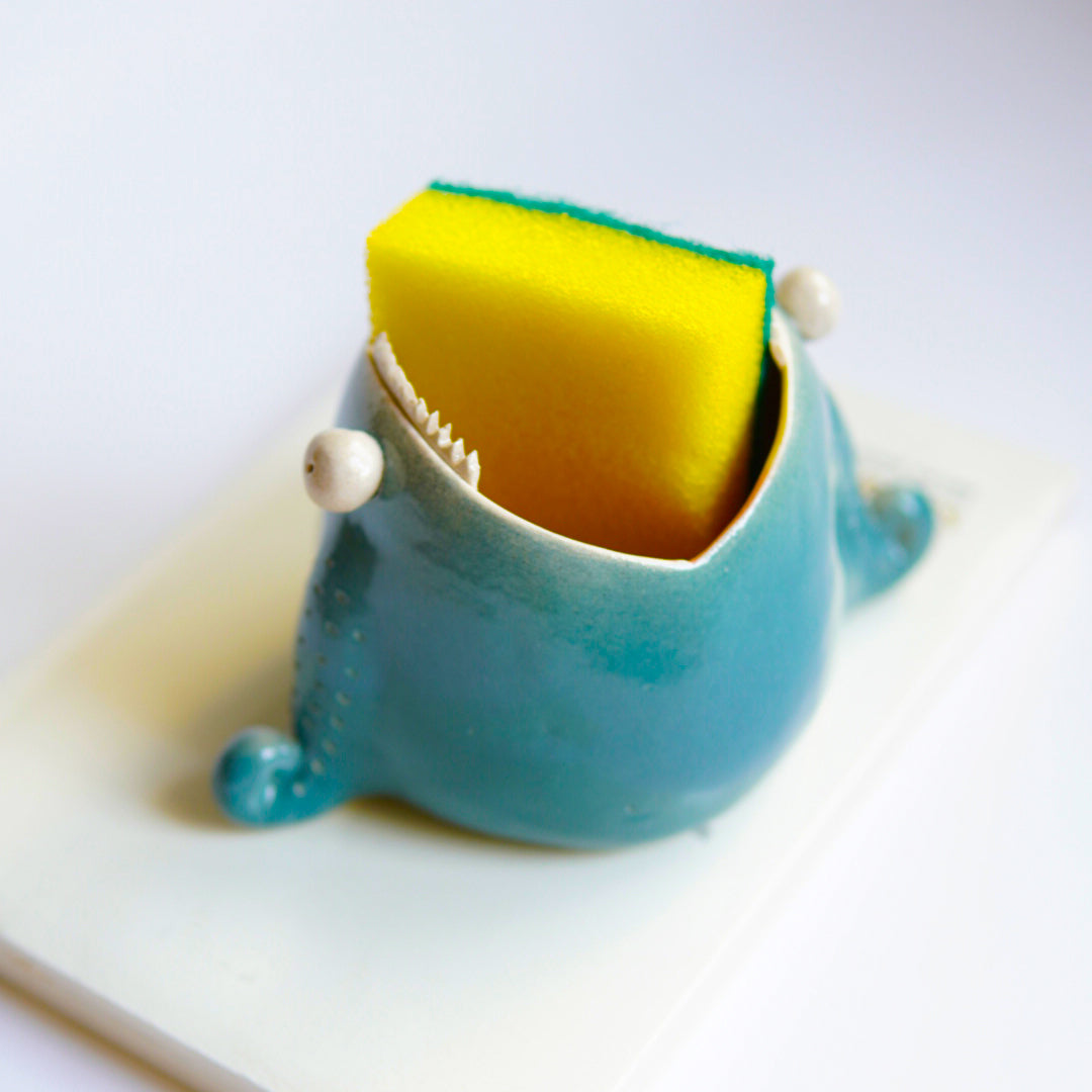Handmade Ceramic Sponge Holder, Soap Dish with Drain Holes