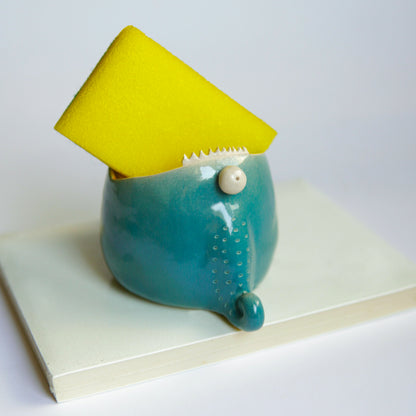 Handmade Ceramic Sponge Holder, Soap Dish with Drain Holes