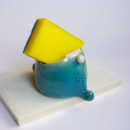 Handmade Ceramic Sponge Holder, Soap Dish with Drain Holes
