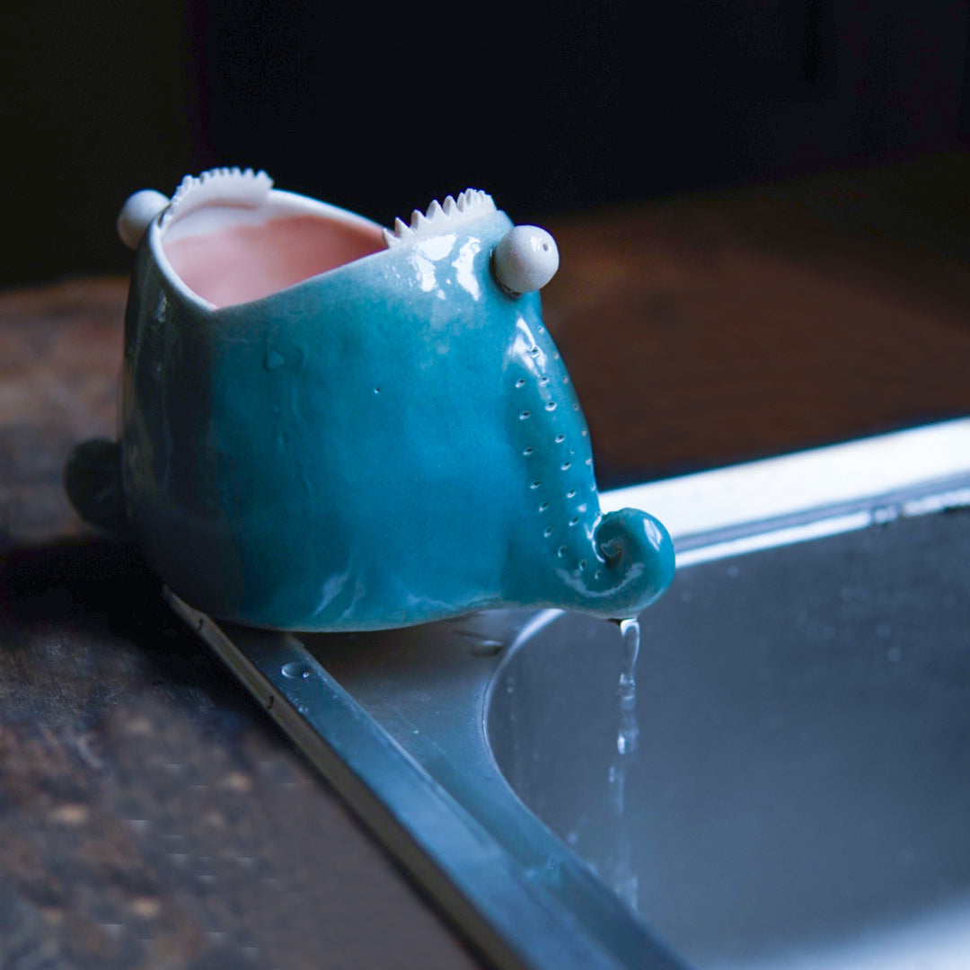 Handmade Ceramic Sponge Holder, Soap Dish with Drain Holes