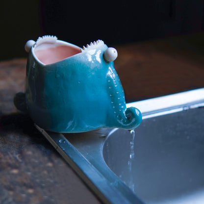 Handmade Ceramic Sponge Holder, Soap Dish with Drain Holes