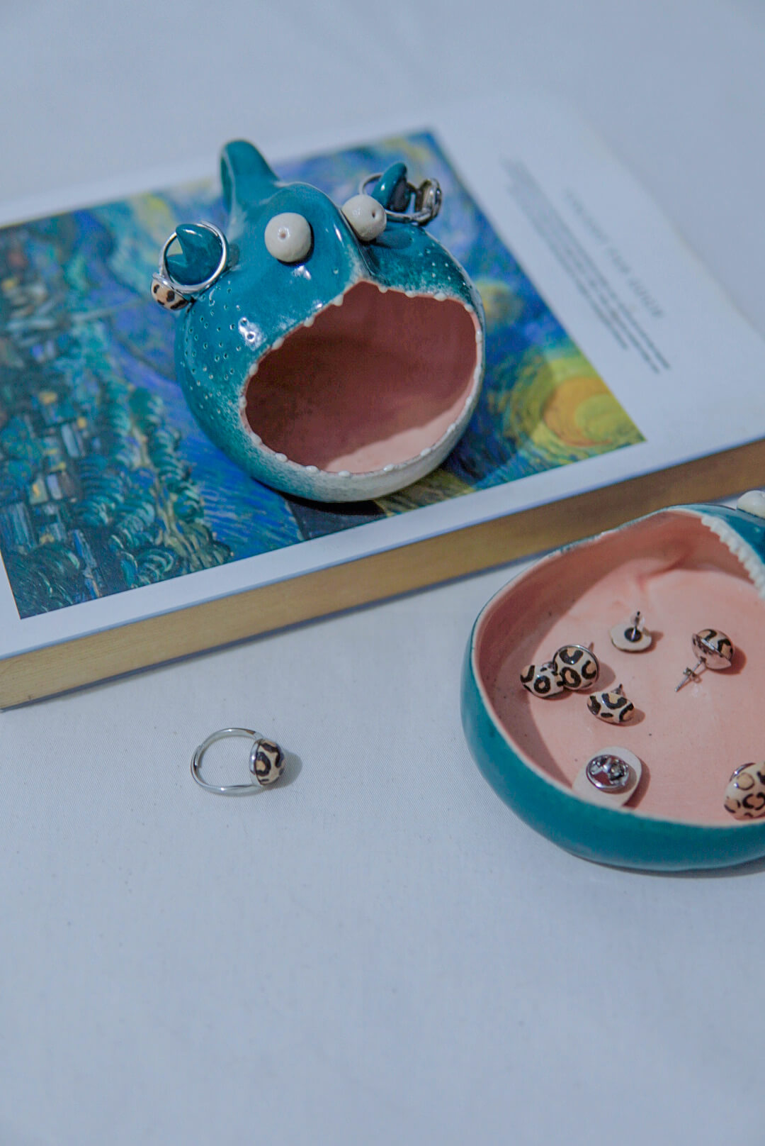 Trinket Dish Handmade, Desk Organizer, Ceramic Condiment Bowl Gift Set