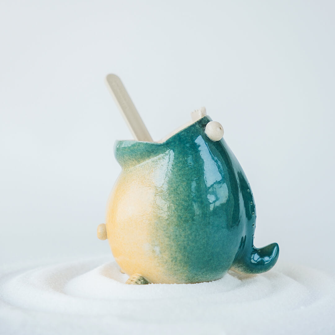 Handmade ceramic salt pig with glossy finish