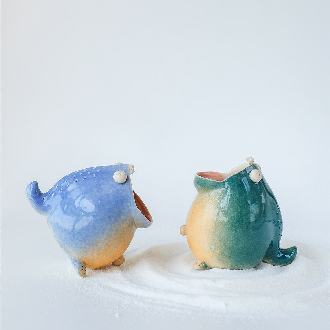 Ceramic pen holder used as makeup brush organizer 