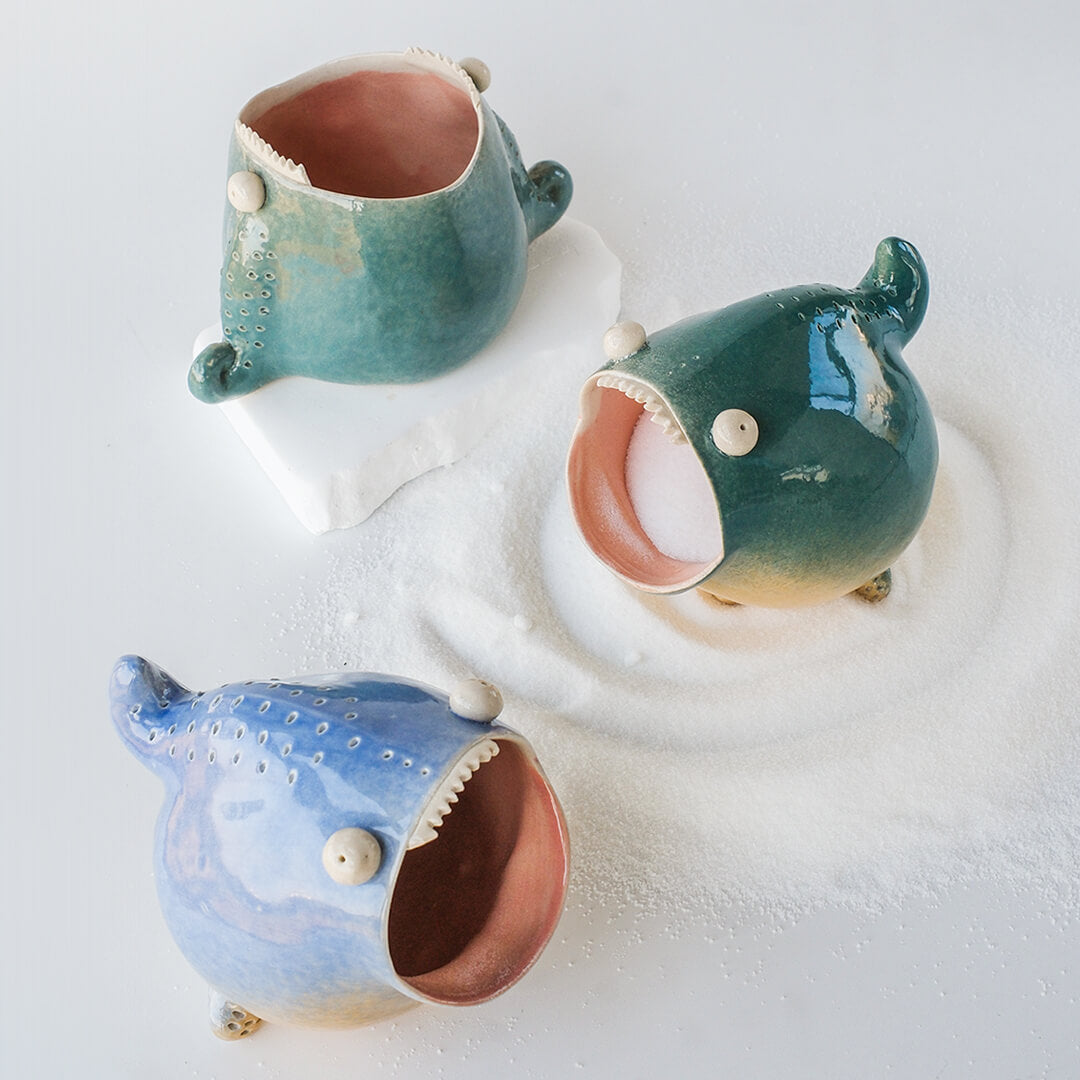 Ceramic salt bowl used during meal prep