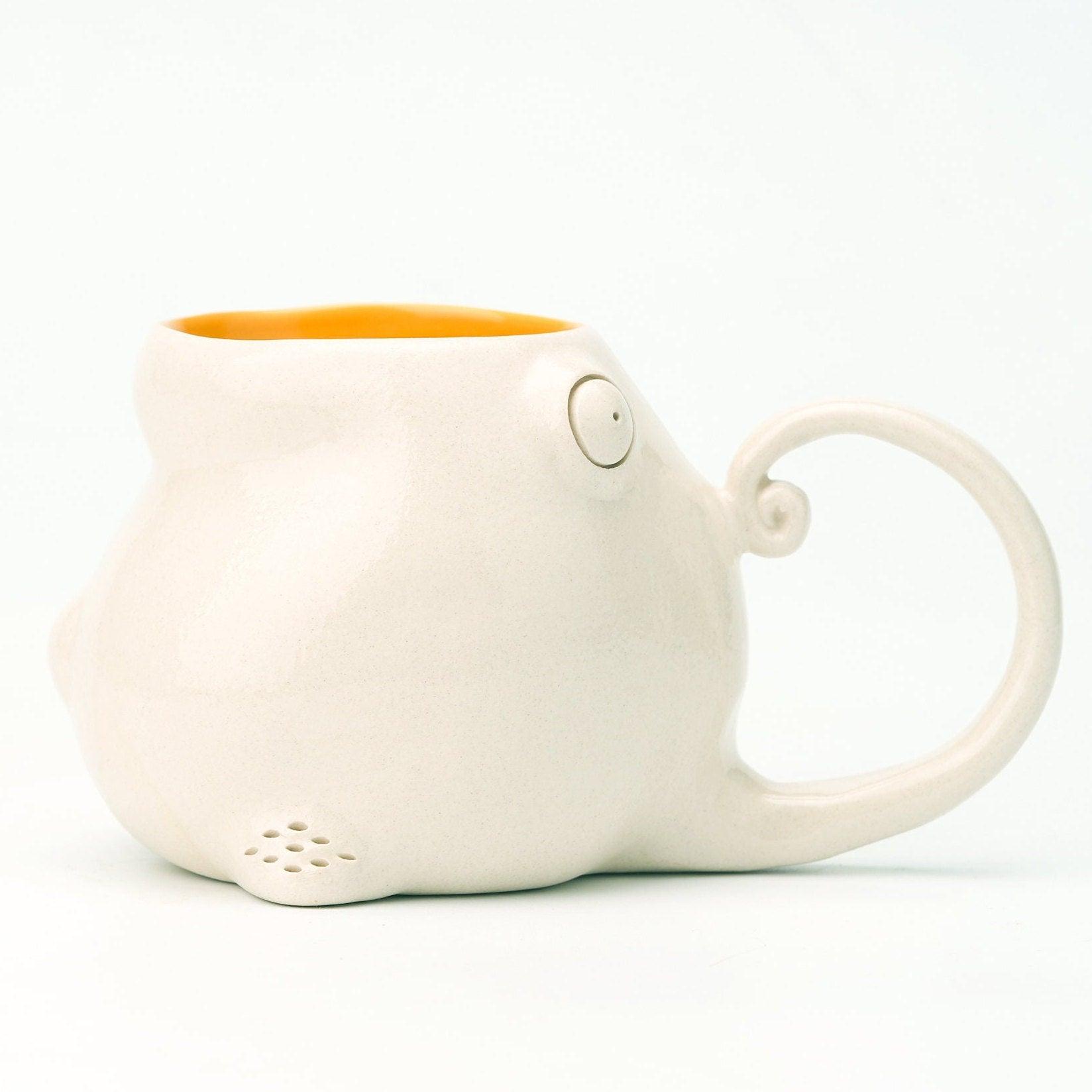 Handmade White Monster Mug - 618 Clayhouse