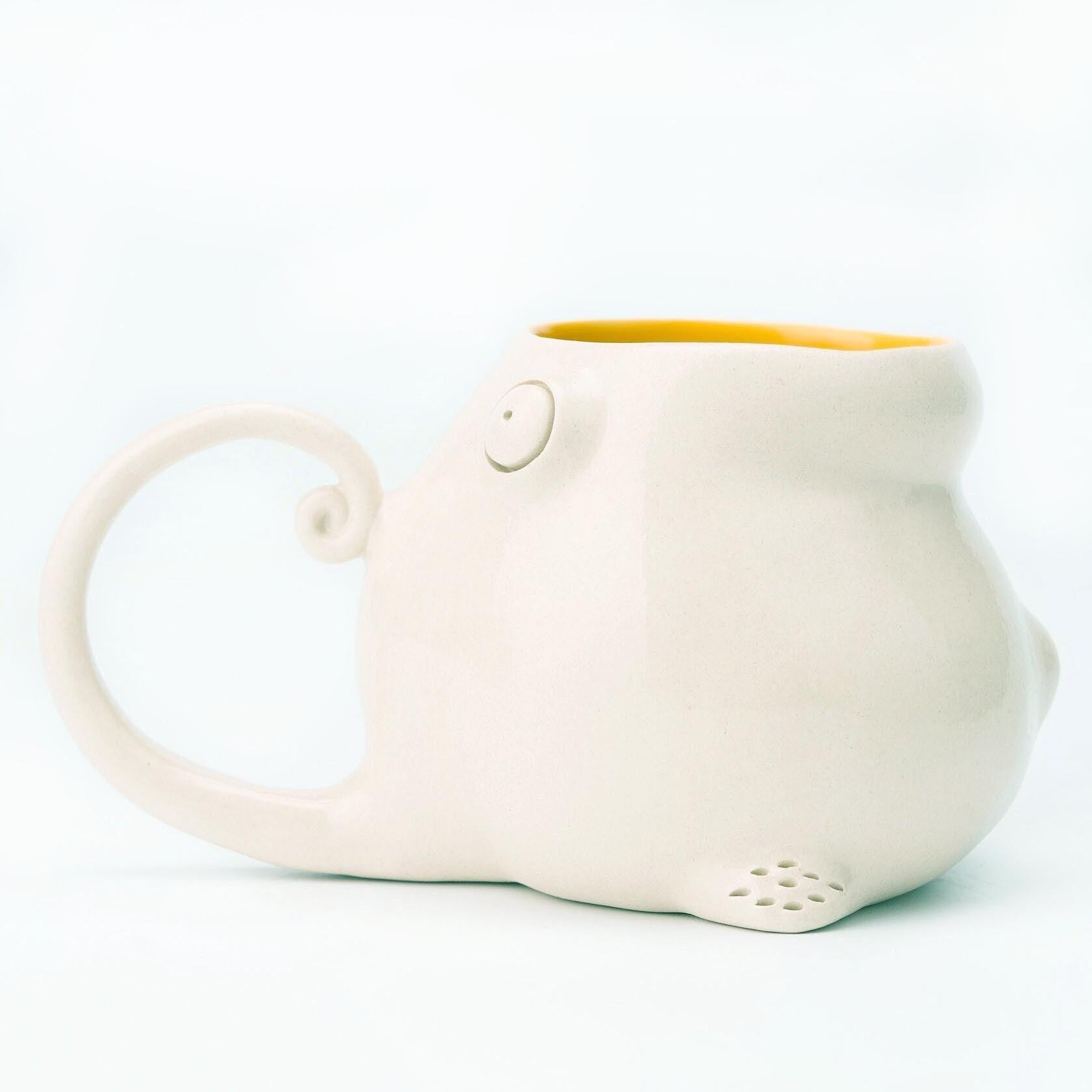 Handmade White Monster Mug - 618 Clayhouse